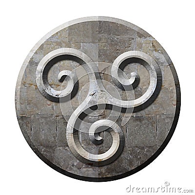 Ancient celtic triskele symbol in stone Stock Photo