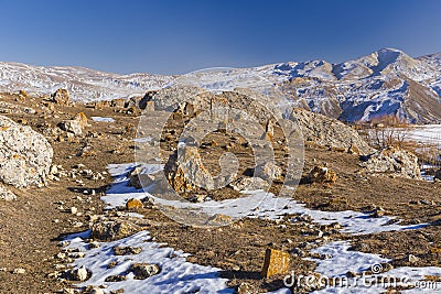 Ancient cemetery with artifacts Stock Photo