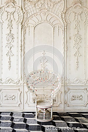 Ancient chair with beautiful wall Editorial Stock Photo