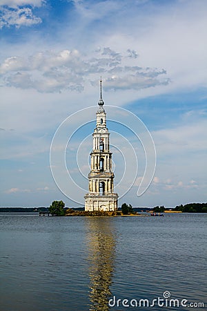 Ancient chapel on the island in the river Stock Photo