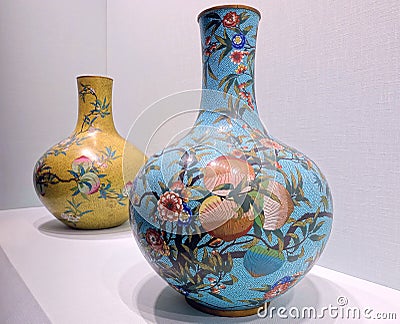 Ancient Chinese enamel vase Editorial Stock Photo