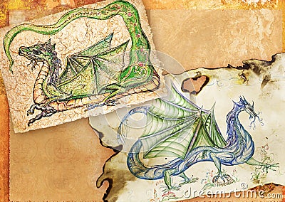 Ancient Chinese Dragons Stock Photo