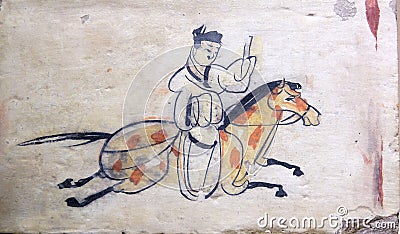 Ancient Chinese mural Editorial Stock Photo