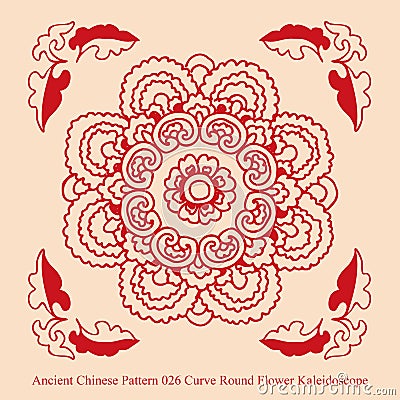 Ancient Chinese Pattern_029 Curve Round Flower Kaleidoscope Vector Illustration