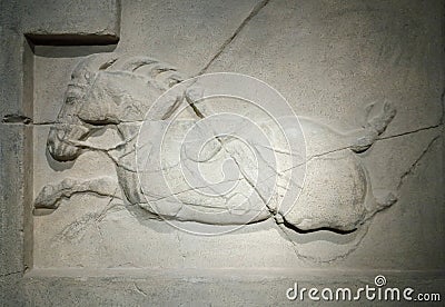 Ancient Chinese steed relief, adobe rgb Editorial Stock Photo