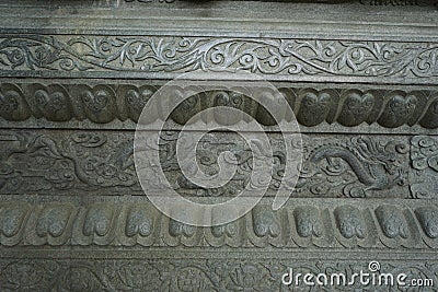 Ancient chinese stone relief .marble sculpture. carved pattern Editorial Stock Photo