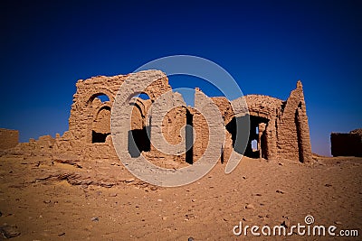 Ancient Christian cemetery El Bagawat, Kharga oasis, Egypt Stock Photo