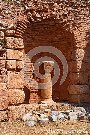 Ancient christian ruins in Delphi Stock Photo