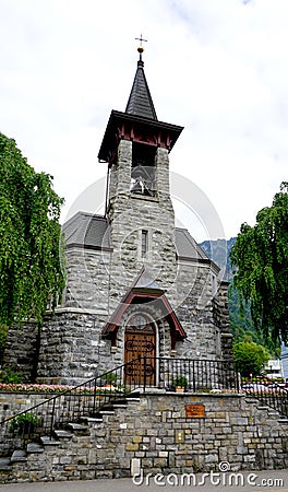 Ancient church in Vitznau, Lucerne Stock Photo