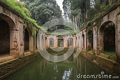 Ancient cistern ruins architecture. Generate Ai Stock Photo