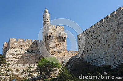 Ancient citadel and Tower of David in Jerusalem Stock Photo