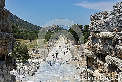 The ancient city of Ephesus Efes in Turkish located near Selcuk town of Izmir Turkey. Editorial Stock Photo