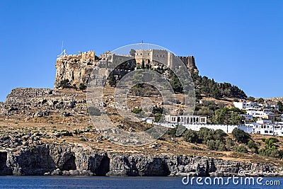 Lindos Acropolis, Rhodes Greece Editorial Stock Photo