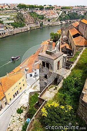 Ancient city Porto, river, boat Stock Photo