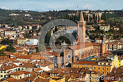 Ancient city Verona aerial view Stock Photo