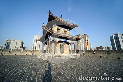 Ancient city wall in xian Editorial Stock Photo