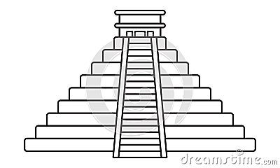 Ancient civilization el Castillo pyramid line art icon for apps and websites Vector Illustration