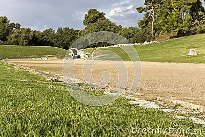 Ancient classic greek olympic stadium at Olympia Stock Photo