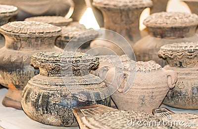 Ancient clay potteries Stock Photo