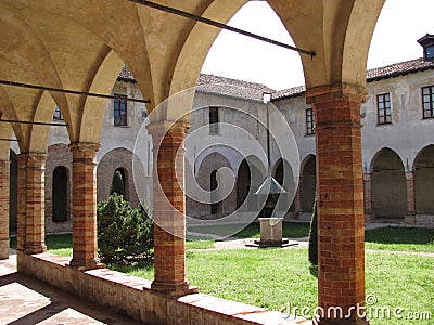 Ancient cloister in Crema, Italy Stock Photo