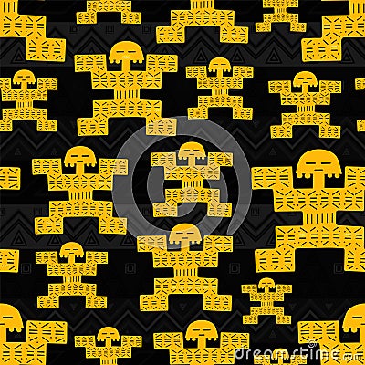 Ancient colombian golden figure seamless pattern Stock Photo