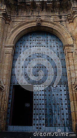 Ancient colored church gate Stock Photo