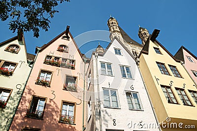 Ancient colored houses in Cologne Stock Photo