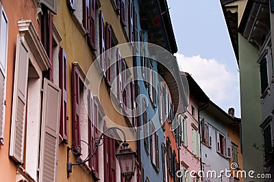 Ancient colored palaces of the city of Riva Del Garda Stock Photo