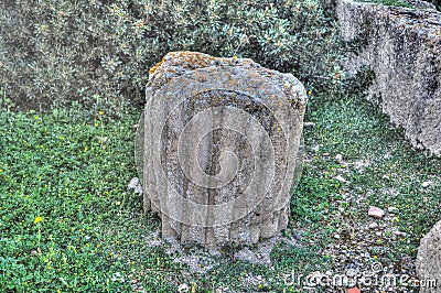 Ancient column base Stock Photo