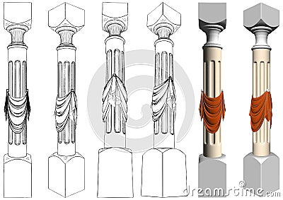 Ancient Column Vector. Isolated On White Background Vector Illustration