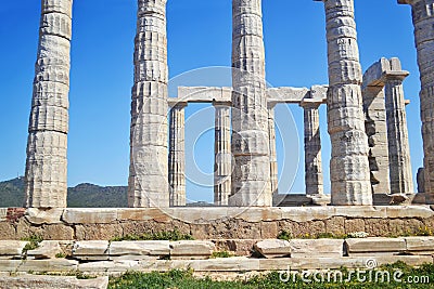 Ancient columns Temple of Poseidon Cape Sounion Greece Stock Photo