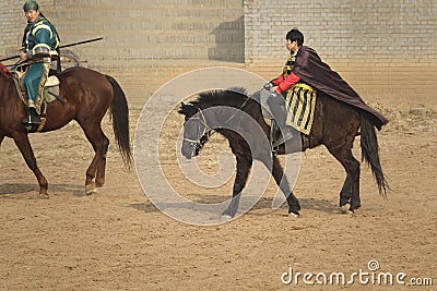 Ancient costume horsemanship performance Editorial Stock Photo