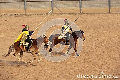 Ancient costume horsemanship performance Editorial Stock Photo