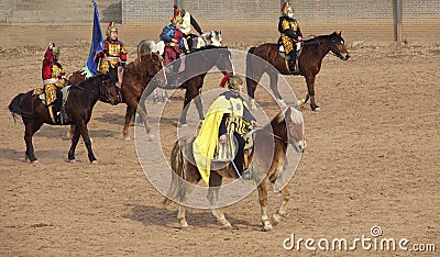 Ancient costume horsemanship performance Editorial Stock Photo