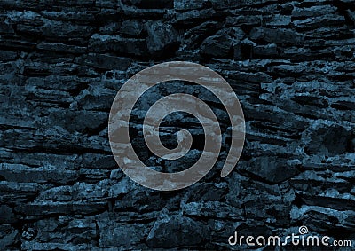 Ancient dark blue stone wall grunge texture background Vector Illustration