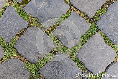 Ancient dark granite stone floor tile as background in Rome, Italy Stock Photo