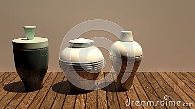 Ancient decorative ceramic vase in the form of a rustic clay pottery jug, 3d rendering high quality image Stock Photo