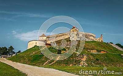 Ancient defensive Saxon fortress Rasnov. Tourist attraction of Transylvania, Romania Stock Photo