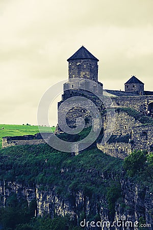 Defensive towers on the cliff Stock Photo