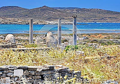 Ancient Delos Ruins, Greece Stock Photo