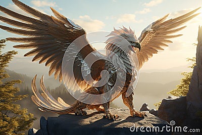 Ancient depictions of revered and mythical griffin Stock Photo