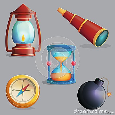 Ancient devices and navigation items Vector Illustration