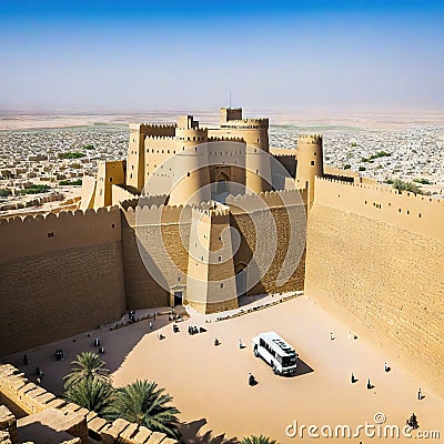 Ancient Diriyah Fortress Riyadh Saudi Cartoon Illustration