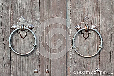 Ancient door with a door knocker Stock Photo