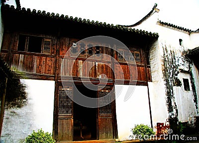 The ancient Door in zhuge bagua village, the ancient town of china Stock Photo