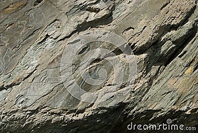 Ancient drawings carved on the rocks Stock Photo