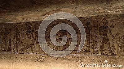 Ancient Drawings Inside the Abu Simbel Temple Stock Video - Video of