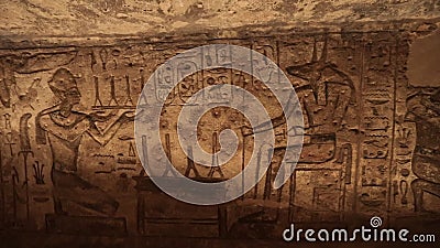 Ancient Drawings Inside the Abu Simbel Temple Stock Video - Video of