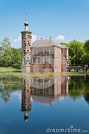 An ancient Dutch castle Bouvireflected in the pond Stock Photo