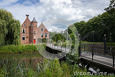 Ancient dutch castle during summer with wrought iron bridge Editorial Stock Photo